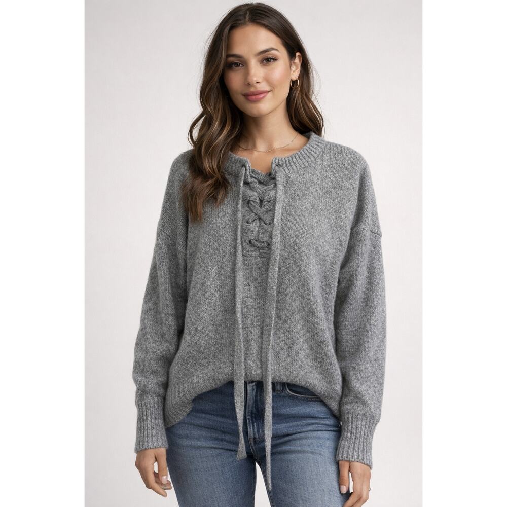ZARA Knit Wool Blend Lace-Up Sweater | Size Medium | Cozy Fit